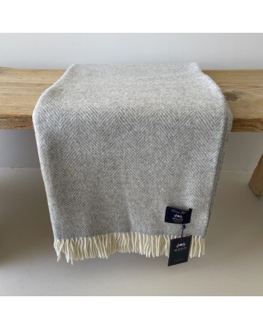 HERRINGBONE Grey - Merino wool blanket Bronte by Moon warm cozy soft sofa throw blanket picnic throws and blankets