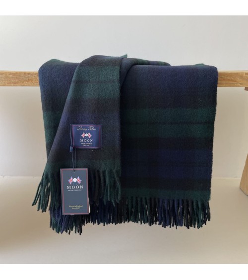 BLACK WATCH - Tartan merino throw Bronte by Moon clan plaids english sofa cozy soft throw blanket