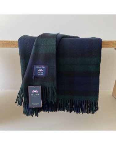 Plaid Tartan BLACK WATCH - Couverture en laine merinos Bronte by Moon anglaise plaid tartan ecossais 100 laine highland