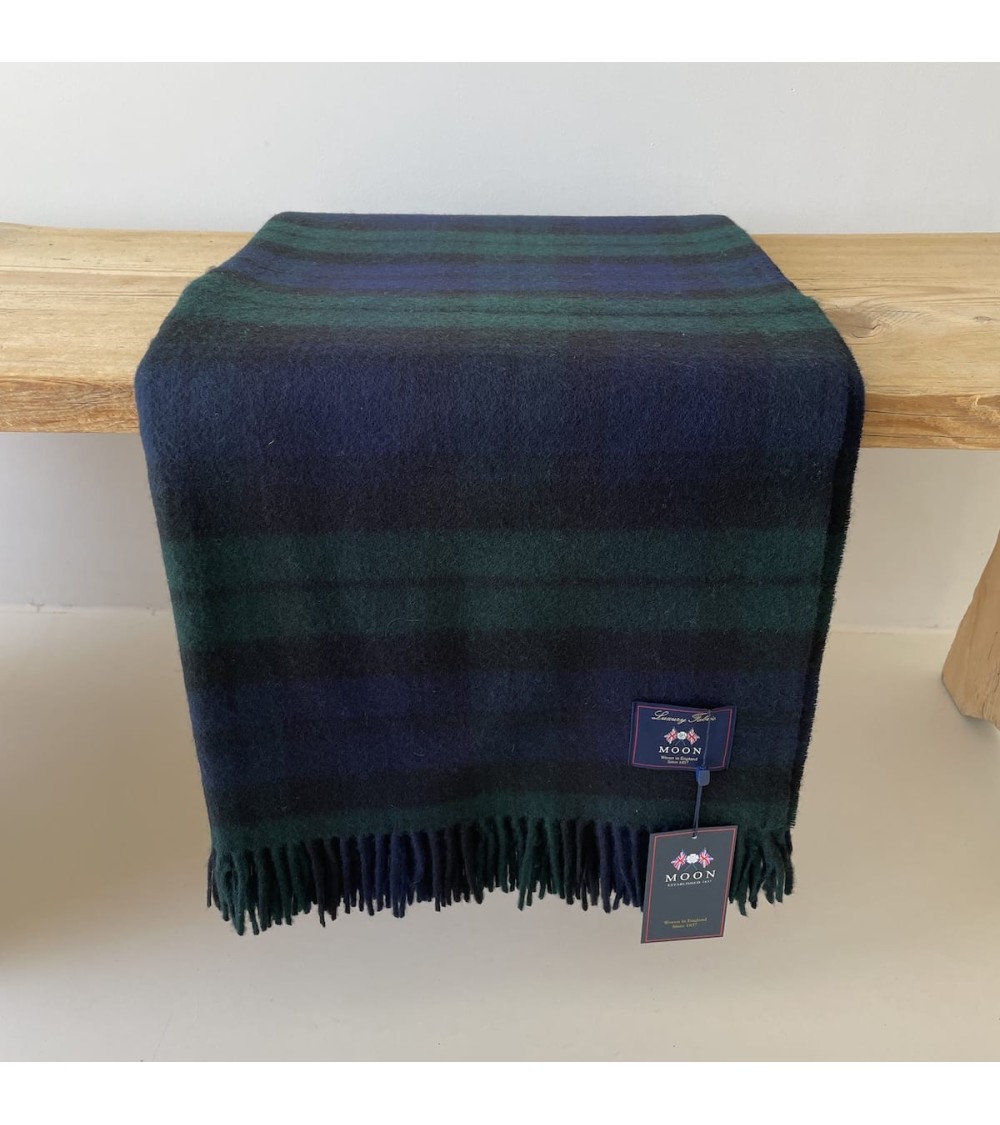 Plaid Tartan BLACK WATCH - Couverture en laine merinos Bronte by Moon anglaise plaid tartan ecossais 100 laine highland