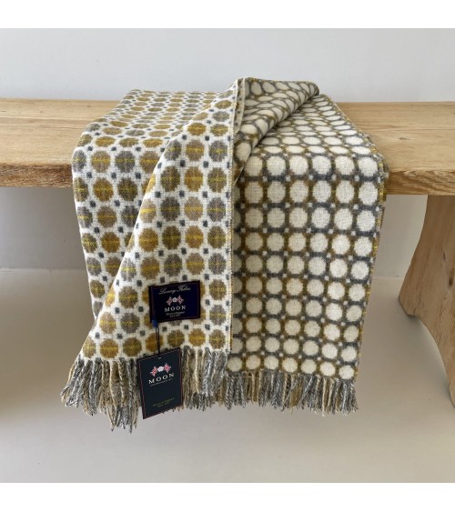 Plaid MILAN Gold - Couverture en laine mérinos Bronte by Moon plaide pour canapé de lit cocooning chaud