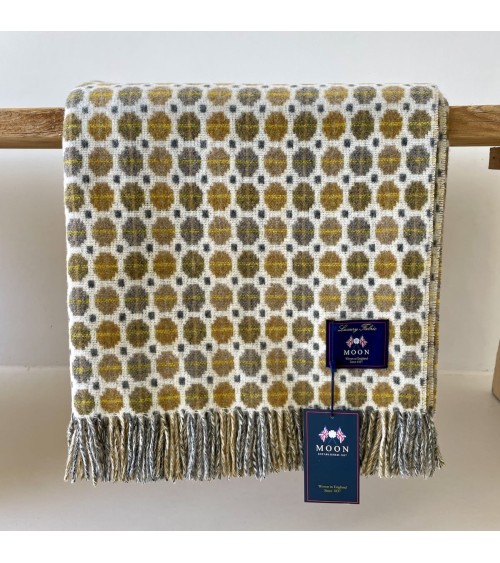 Plaid MILAN Gold - Couverture en laine mérinos Bronte by Moon plaide pour canapé de lit cocooning chaud