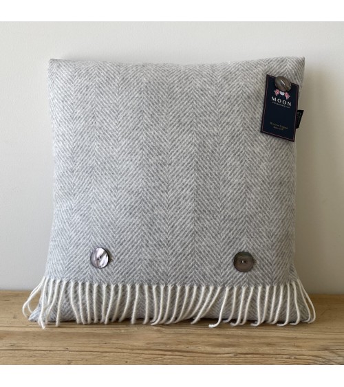 HERRINGBONE Grey - Coussin décoratif en laine Bronte by Moon pour canapé decoratif salon chaise deco