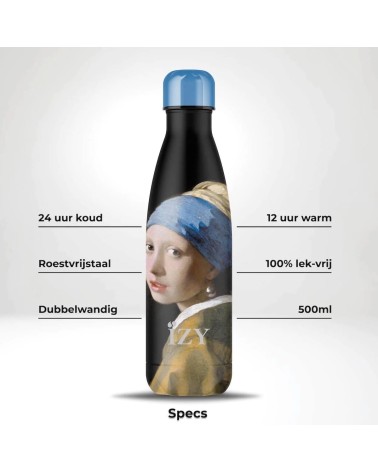 Girl with a Pearl Earring- Thermo Flask 500 ml IZY Bottles best water bottle