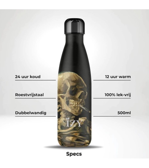 Head of a skeleton - van Gogh - Gourde Isotherme IZY Bottles gourde sport metal d eau aluminium thé design