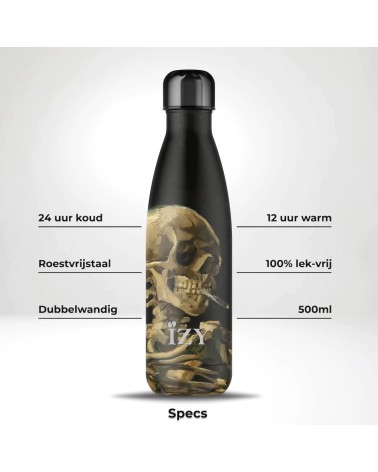 Head of a skeleton - van Gogh - Gourde Isotherme IZY Bottles gourde sport metal d eau aluminium thé design