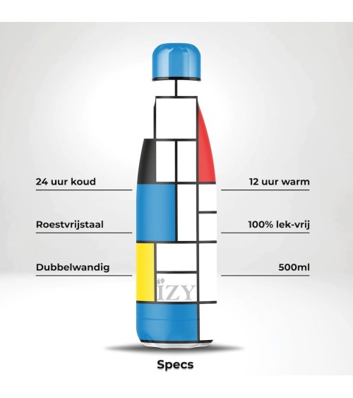 Composition de Piet Mondrian - Gourde Isotherme 500 ml IZY Bottles gourde sport metal d eau aluminium thé design