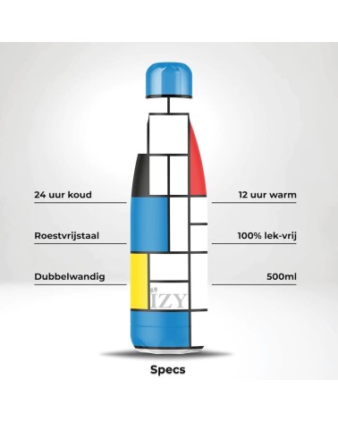 Composition de Piet Mondrian - Gourde Isotherme 500 ml IZY Bottles gourde sport metal d eau aluminium thé design