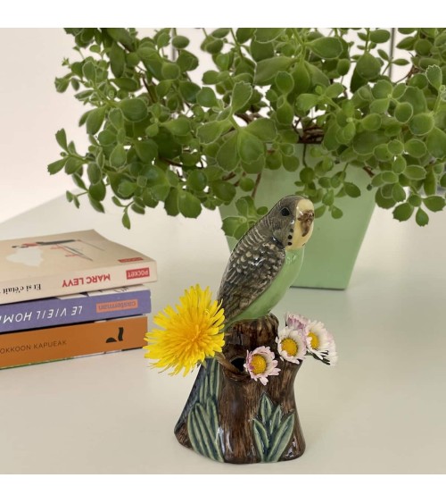 Mini vase à fleurs - Perruche verte Quail Ceramics design fleur décoratif original kitatori suisse