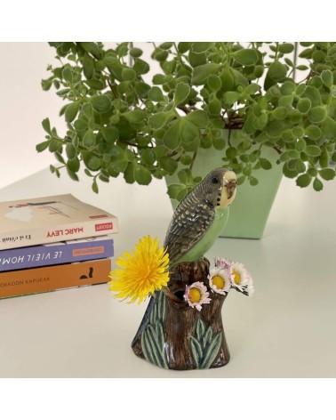 Mini flower vase - Budgerigar Green Quail Ceramics table flower living room vase kitatori switzerland