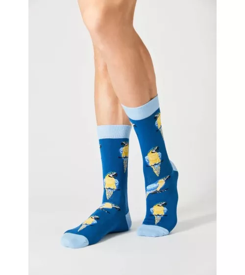 Socken BeParrot - Blau Besocks socke kuschelsocken für damen lustig herren farbige coole socken