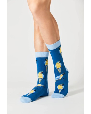 Chaussettes BeParrot - Bleu Besocks jolies chausset pour homme femme fantaisie drole originales