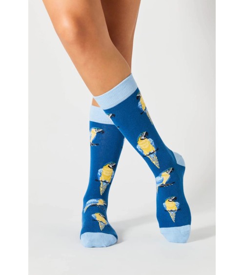 Chaussettes BeParrot - Bleu Besocks jolies chausset pour homme femme fantaisie drole originales