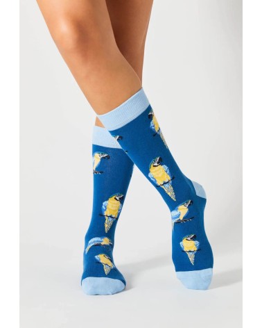 Chaussettes BeParrot - Bleu Besocks jolies chausset pour homme femme fantaisie drole originales