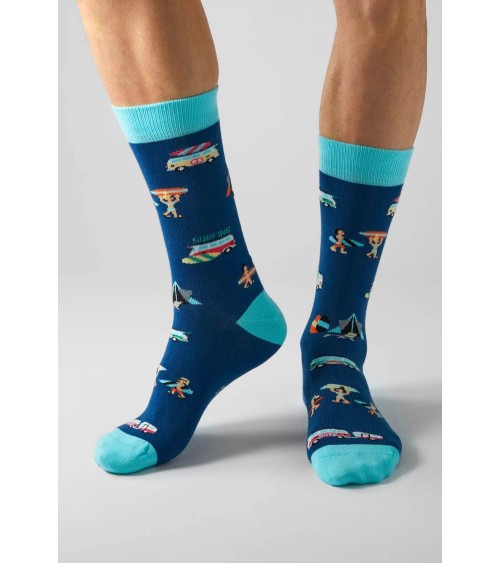 Socken - Be Surfer - Blau Besocks Socke lustige Damen Herren farbige coole socken mit motiv kaufen