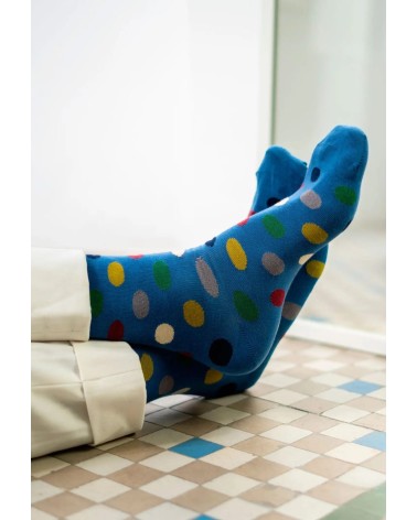 Chaussettes BePolkadots - Bleu Besocks jolies pour femme originales pour homme chausset rigolotes drole Suisse