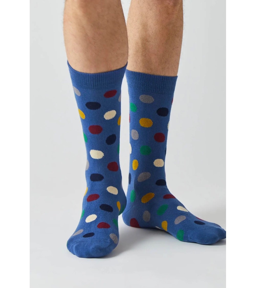 Chaussettes BePolkadots - Bleu Besocks jolies pour femme originales pour homme chausset rigolotes drole Suisse
