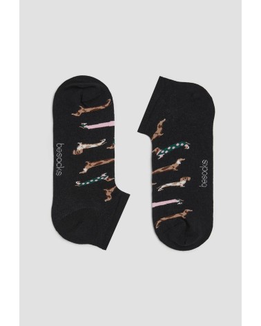 Low Socks - BePets - Dachshund - Black Besocks funny crazy cute cool best pop socks for women men