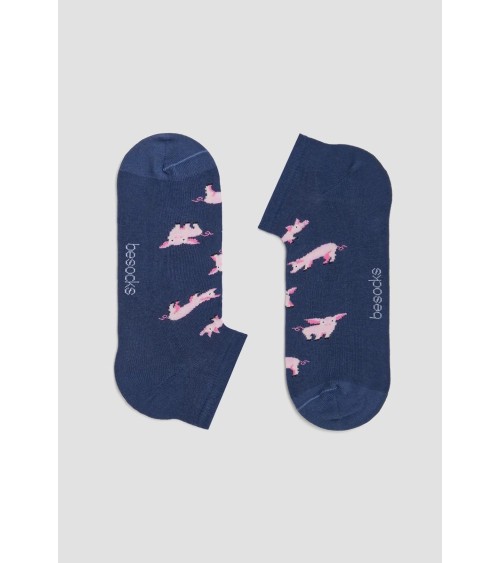 Sneaker Socken - BePig - Schwein - Marineblau Besocks Socke lustige Damen Herren farbige coole socken mit motiv kaufen