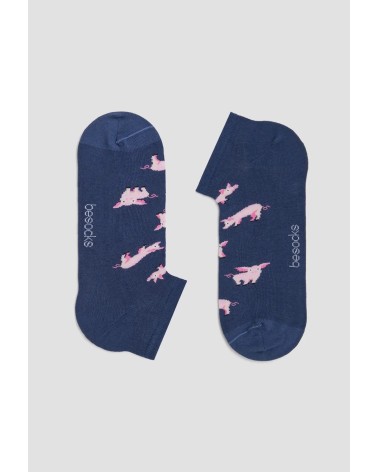 Sneaker Socken - BePig - Schwein - Marineblau Besocks socke kuschelsocken für damen lustig herren farbige coole socken