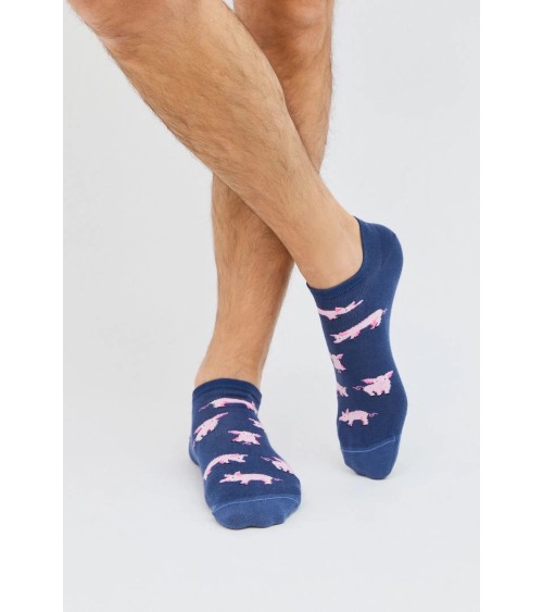 Sneaker Socken - BePig - Schwein - Marineblau Besocks socke kuschelsocken für damen lustig herren farbige coole socken