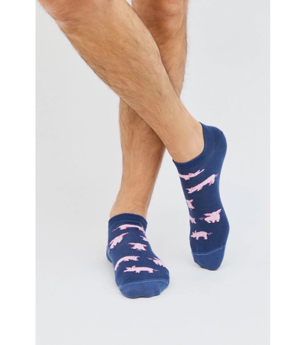 Socquettes BePig - Cochon - Bleu Marine Besocks jolies chausset pour homme femme fantaisie drole originales