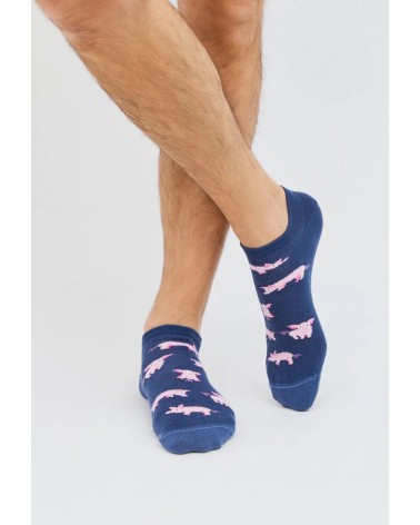 Sneaker Socken - BePig - Schwein - Marineblau Besocks Socke lustige Damen Herren farbige coole socken mit motiv kaufen