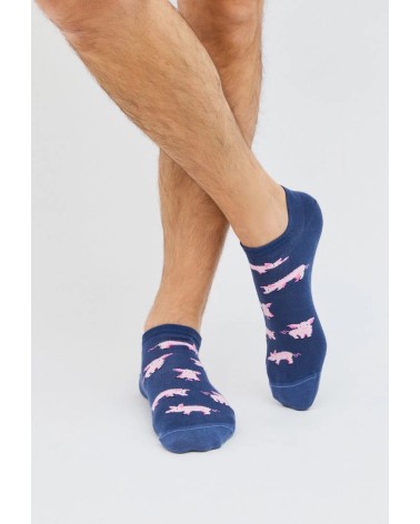 Socquettes BePig - Cochon - Bleu Marine Besocks jolies pour femme originales pour homme chausset rigolotes drole Suisse