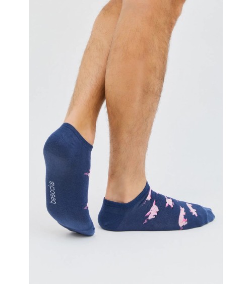 Calzini bassi - BePig - Maiale - Blu navy Besocks calze da uomo per donna divertenti simpatici particolari