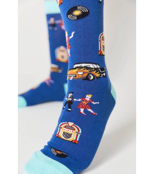 Calzini - Be Rockabilly - Blu Besocks calze da uomo per donna divertenti simpatici particolari