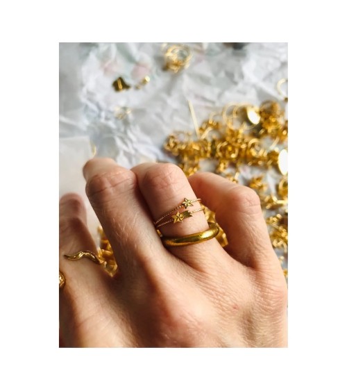 Stelle - Duo di anelli regolabili placcato oro Adorabili Paris eleganti particolari da donna bambina