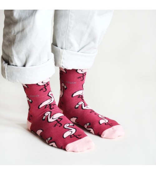 Rettet die Flamingos - Bambus Socken Bare Kind Socke lustige Damen Herren farbige coole socken mit motiv kaufen