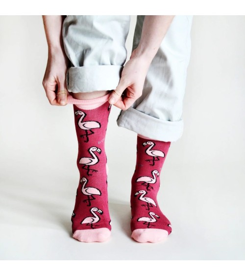 Save the Flamingos - Bamboo Socks Bare Kind funny crazy cute cool best pop socks for women men