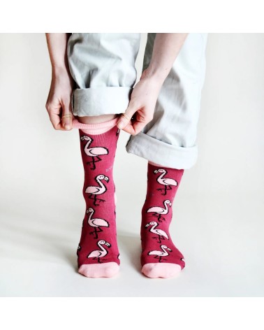 Save the Flamingos - Bamboo Socks Bare Kind funny crazy cute cool best pop socks for women men