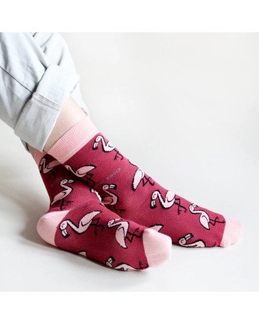 Save the Flamingos - Bamboo Socks Bare Kind funny crazy cute cool best pop socks for women men