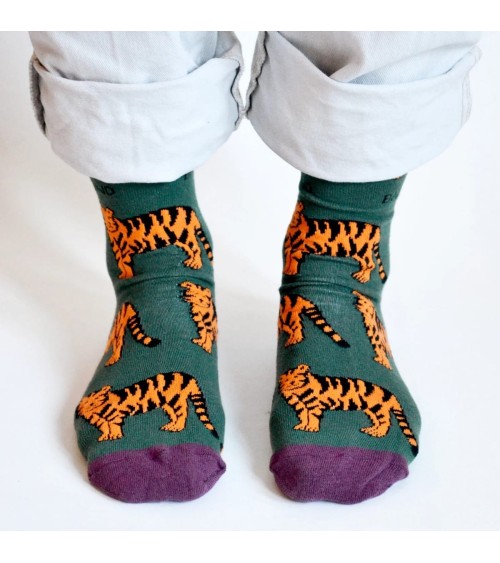 Sauvez les Tigres - Chaussettes en bambou Bare Kind jolies pour femme originales pour homme chausset rigolotes drole Suisse