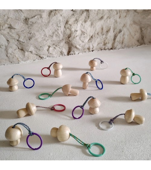 Mushroom Nr. 4 - Wooden Keychain 5mm Paper original gift idea switzerland