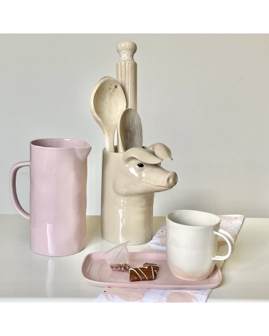 Cochon - Pot à ustensiles de cuisine Quail Ceramics original suisse