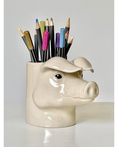 Schwein - Stiftehalter & Blumentopf Quail Ceramics schreibtisch büro kinder besteckbehälter make up pinselhalter