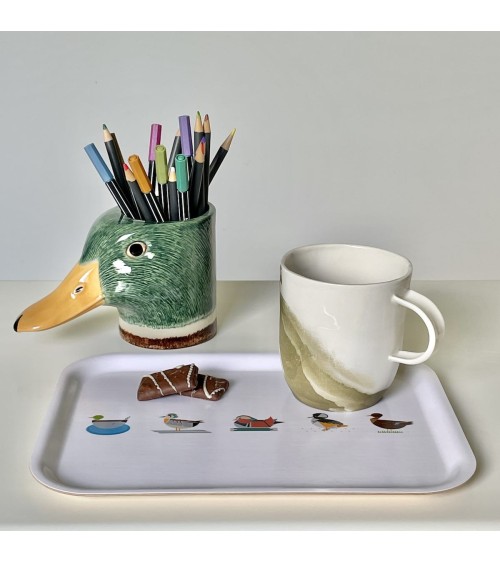 Mallard duck - Animal Pencil pot & Flower pot Quail Ceramics pretty pen pot holder cutlery toothbrush makeup brush