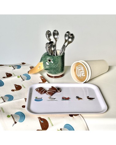 Mallard duck - Animal Pencil pot & Flower pot Quail Ceramics pretty pen pot holder cutlery toothbrush makeup brush