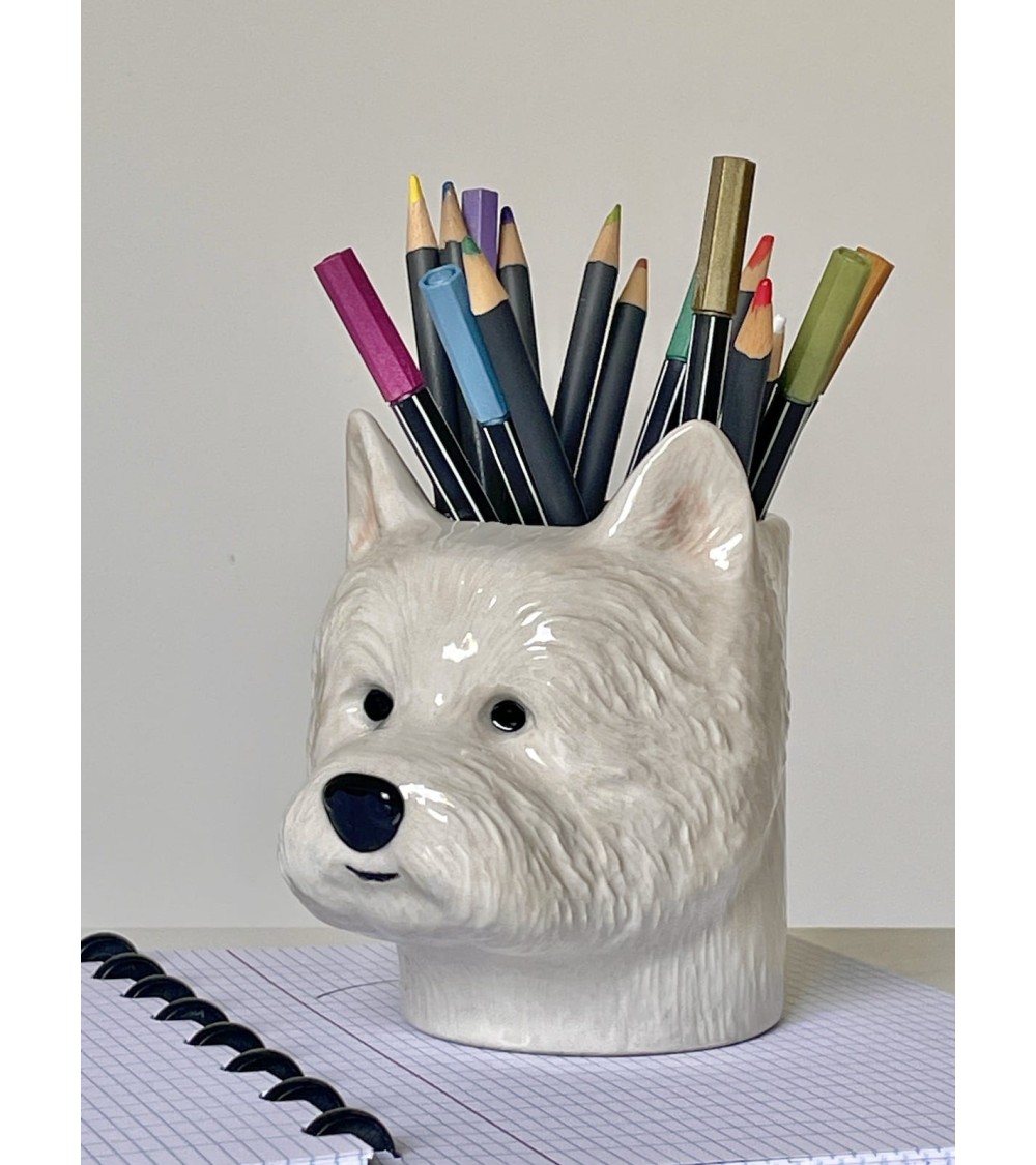 Westie - Animal Pencil pot & Flower pot - Dog Quail Ceramics pretty pen pot holder cutlery toothbrush makeup brush