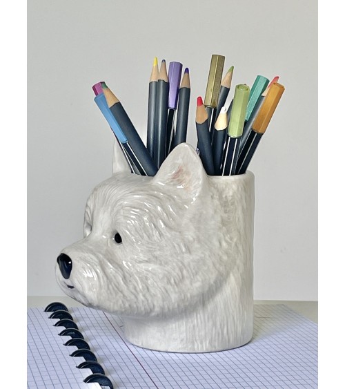 Westie - Animal Pencil pot & Flower pot - Dog Quail Ceramics pretty pen pot holder cutlery toothbrush makeup brush