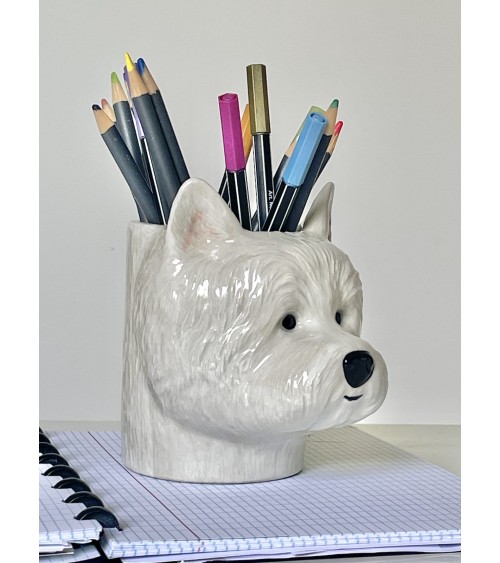 Westie - Portapenne e Vasi per piante - Cane Quail Ceramics da scrivania eleganti design originali bambina particolari