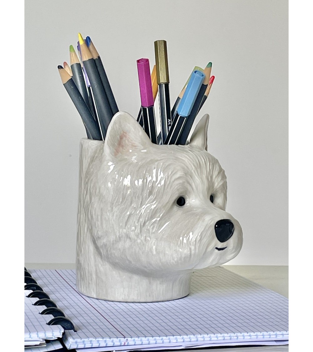 Westie - Animal Pencil pot & Flower pot - Dog Quail Ceramics pretty pen pot holder cutlery toothbrush makeup brush