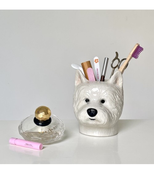 Westie - Stiftehalter & Blumentopf - Hund Quail Ceramics schreibtisch büro kinder besteckbehälter make up pinselhalter