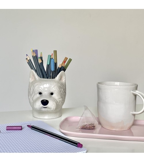 Westie - Stiftehalter & Blumentopf - Hund Quail Ceramics schreibtisch büro kinder besteckbehälter make up pinselhalter
