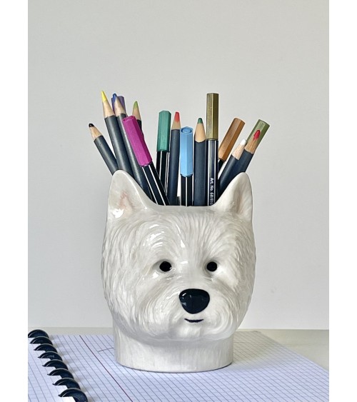 Westie - Animal Pencil pot & Flower pot - Dog Quail Ceramics pretty pen pot holder cutlery toothbrush makeup brush