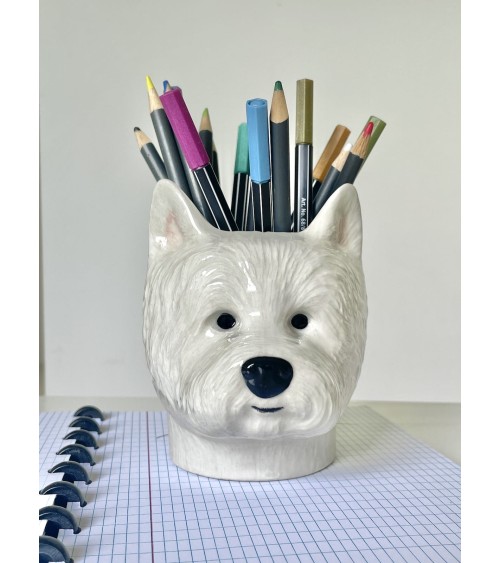 Westie - Stiftehalter & Blumentopf - Hund Quail Ceramics schreibtisch büro kinder besteckbehälter make up pinselhalter