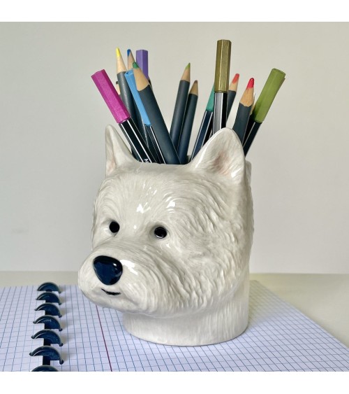 Westie - Portapenne e Vasi per piante - Cane Quail Ceramics da scrivania eleganti design originali bambina particolari